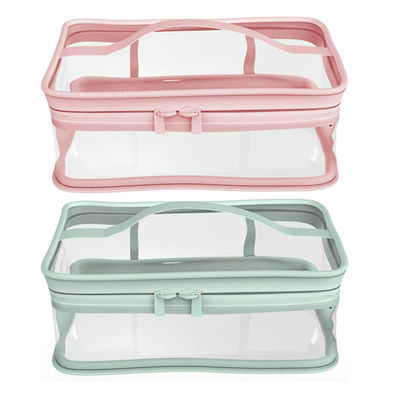 Waterproof Travel Cosmetic Zipper Bag OEM Clear TPU Makeup Bag Set