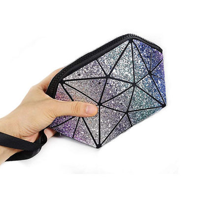 Geometric Foldable Cosmetic Pouch Cute Small Travel Makeup Bag With Zipper