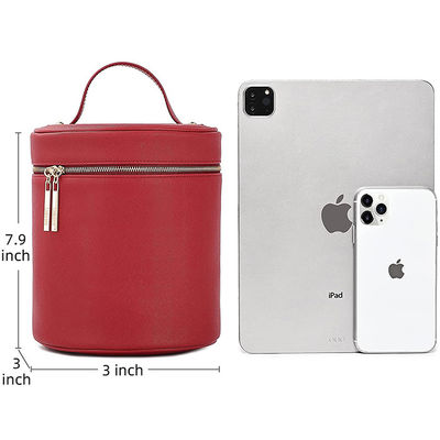 OEM  Pu Leather Cosmetic Makeup Bags With Mirror Travel Organizer Bucket Bag