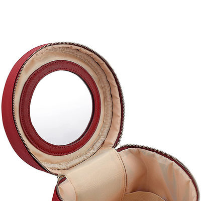 OEM  Pu Leather Cosmetic Makeup Bags With Mirror Travel Organizer Bucket Bag