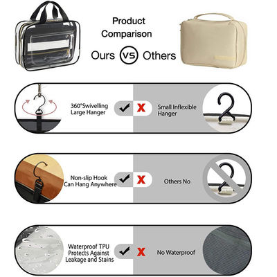 Toiletry Bag Travel Bag with Hanging Hook, Water-resistant Makeup Cosmetic Bag Travel Organizer for Accessories